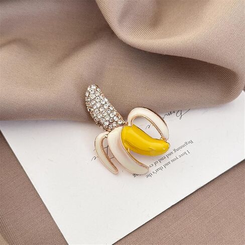 Crystal Banana Brooch Pin for Women Tropical Banana Enamel Brooch Unique Fruit Pin Dainty Christmas Birthday Jewelry Clothing Backpack Jacket Hat Decoration in Kuwait