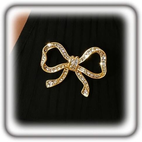 بوهو الذهب المخرم القوس بروش دبوس للنساء، لذيذ تألق حجر الراين الشريط المعدني Bowknot بروش تنوعا خمر التلبيب دبوس هدايا المكتب اليومية in Kuwait