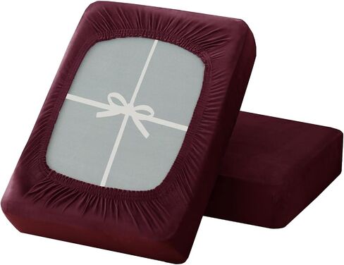 Stretch Couch Cushion Cover Velvet, Sofa Seat Cushion Cover with Ties and Elastic Bands, Couch Covers for Sofa Furniture Protector (Dark Green,W(24-35in) D(12-20in)) in Saudi Arabia