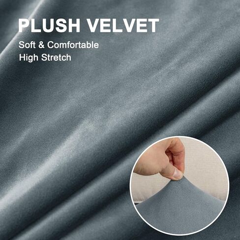 UNBBRRL Velvet Sofa Covers for 3 Cushion Couch, Non-Slip Couch Covers with Separate Cushion Covers, Stretch Sofa Slipcovers for Furniture Protector (Grey Blue,Sofa+3 Seats) in Saudi Arabia