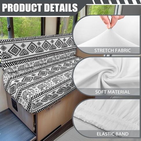 Elephant RV Dinette Cushion Covers Aztec Camper Cushion Slipcovers Soft Elastic Camper Couch Covers Include 1 Bench Cover and 1 Backrest Cover in Kuwait