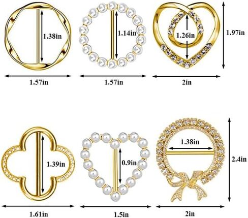 6PCS Silk Scarf Ring Clip T-shirt Tie Clips for Women Fashion Metal Ring Scarves Clasp Waist Buckle for Shirts Clothing Gold Zinc Alloy Pearl Wrap Holder with 1 Exquisite Box in Saudi Arabia