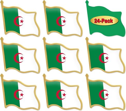 12/24/50/100 قطعة دبابيس علم الجزائر الرسمية السائبة-معدن دبوس التلبيب الوطني الجزائري in Kuwait