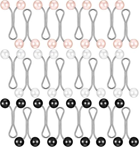 JJUNW 24 Pcs Hijab Clips For Women, Hijab Pins Scarf Clip Pearl Scarf Clips 3 Colors Headscarf Pearl Brooch Pin, Shawl Scarfs Safety Pins Wedding Dress Accessories in Kuwait