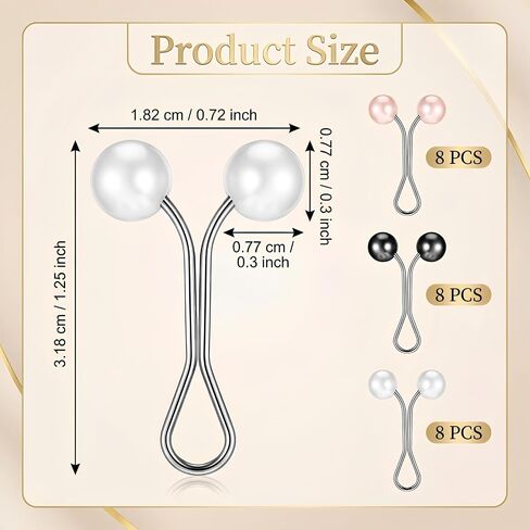 JJUNW 24 Pcs Hijab Clips For Women, Hijab Pins Scarf Clip Pearl Scarf Clips 3 Colors Headscarf Pearl Brooch Pin, Shawl Scarfs Safety Pins Wedding Dress Accessories in Kuwait