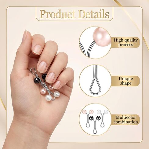 JJUNW 24 Pcs Hijab Clips For Women, Hijab Pins Scarf Clip Pearl Scarf Clips 3 Colors Headscarf Pearl Brooch Pin, Shawl Scarfs Safety Pins Wedding Dress Accessories in Kuwait
