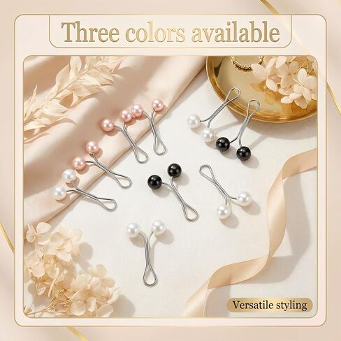 JJUNW 24 Pcs Hijab Clips For Women, Hijab Pins Scarf Clip Pearl Scarf Clips 3 Colors Headscarf Pearl Brooch Pin, Shawl Scarfs Safety Pins Wedding Dress Accessories in Kuwait