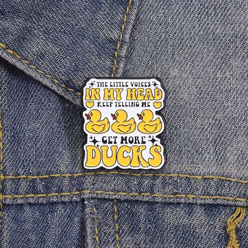 Cartoon Yellow Duck Novelty Brooch Enamel Pins for Women Men Funny Animal Creative The Little Voices in My Head Keep Telling Me Get More Ducks Letter Brooches Lapel Pin Backpacks Clothing Jacket Badge in Kuwait