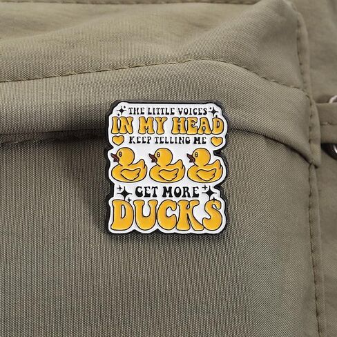 Cartoon Yellow Duck Novelty Brooch Enamel Pins for Women Men Funny Animal Creative The Little Voices in My Head Keep Telling Me Get More Ducks Letter Brooches Lapel Pin Backpacks Clothing Jacket Badge in Kuwait
