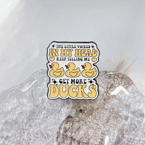 Cartoon Yellow Duck Novelty Brooch Enamel Pins for Women Men Funny Animal Creative The Little Voices in My Head Keep Telling Me Get More Ducks Letter Brooches Lapel Pin Backpacks Clothing Jacket Badge in Kuwait