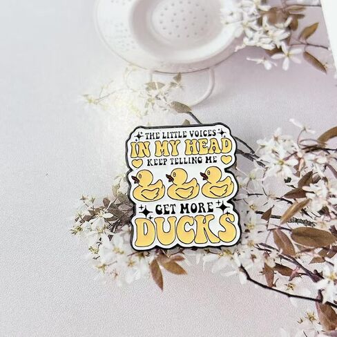 Cartoon Yellow Duck Novelty Brooch Enamel Pins for Women Men Funny Animal Creative The Little Voices in My Head Keep Telling Me Get More Ducks Letter Brooches Lapel Pin Backpacks Clothing Jacket Badge in Kuwait
