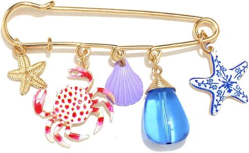 Cute Pearl Pins Brooch for Women Lobster Rose Brooch Funny Seashell Fish Pins Statement Starfish Crab Seashell Enamel Pins Unique Boho Summer Beach Holiday Gift in Saudi Arabia