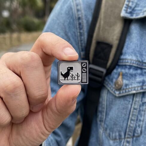 Old Style Gaming Consoles Pin - Funny Nostalgia Enamel Pins Brooch with Tyrannosaurus Rex and Cactus Game for Backpacks, Jackets, Hats. Vintage Button Pins Gift for Gamers，Friends, Students in Saudi Arabia