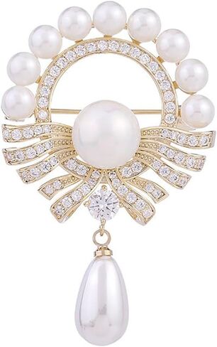 14K Gold Camellia Flower Brooch Pin, Handcrafted with Natural Freshwater Pearl & Freshwater Pearl, Elegant Vintage Chinese Style for Women, Perfect for Traditional Celebrations, Premium Jewelry Gift in Saudi Arabia