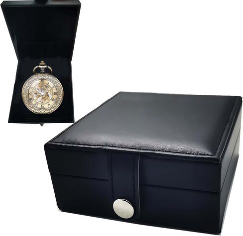 Box For Pocket Watches Portable Single Pocket Watch Case Display for Men Black (PU Leather Box Only, Not Including The Pocket Watch) in Saudi Arabia