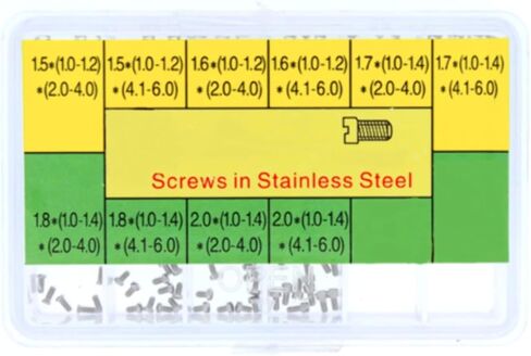 Ewatchparts 100 Assortment Watch Case Back Flat Head Screw Assortment Men's Lady Stainless Steel in Kuwait