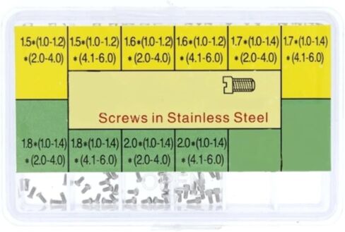 Ewatchparts 100 Assortment Watch Case Back Flat Head Screw Assortment Men's Lady Stainless Steel in Kuwait