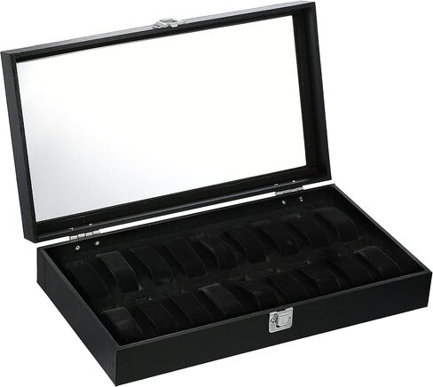 Diplomat 31-586 Black Leatherette Eighteen Watch Storage Case with Clear Top and Black Suede Interior in Saudi Arabia