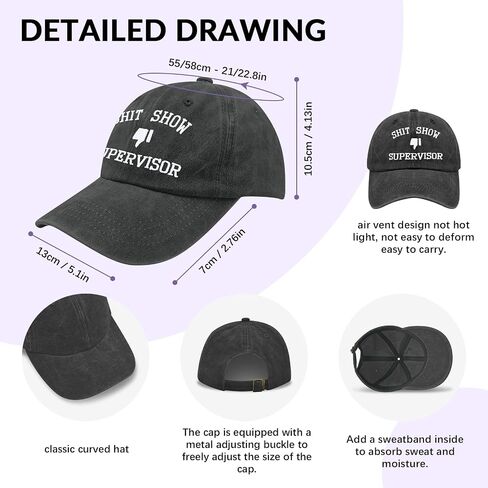 Funny Hats Shit Show Supervisor Hat for Men Women, Funny Gifts for Friends Coworkers Family in Saudi Arabia