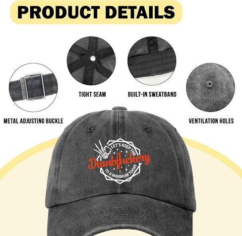 Funny Skeleton Finger Distressed Washed Black Baseball Caps Let's Keep The Dumbfuckery to A Minimum Today Printed Cotton Adjustable Hats Funny Trucker Hat Gifts for Women Men Friend Mom Dad in Saudi Arabia