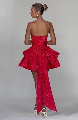 Strapless Homecoming Dresses for Teens Sequin Sparkly HOCO Dresses Pleated Cocktail Dress with Bow in Saudi Arabia