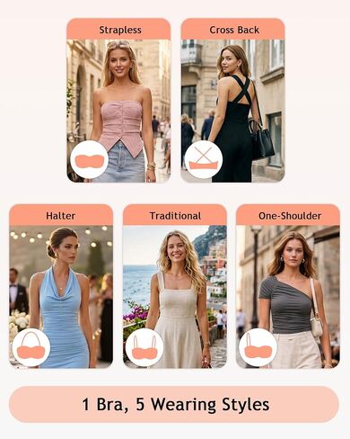 HACI Strapless Bras for Women Anti-Slip Support Lightweight Underwire Multiway Bandeau in Saudi Arabia