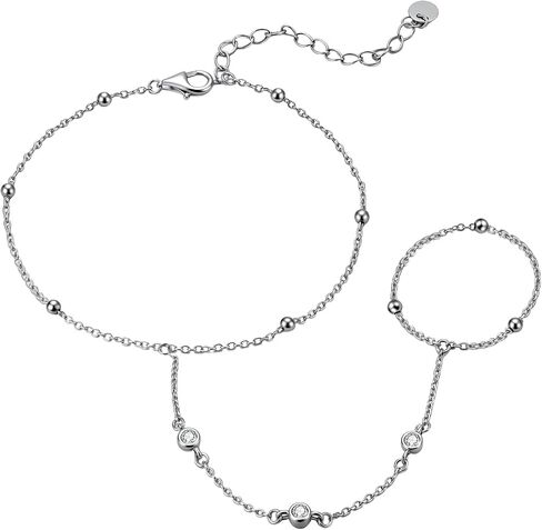 Diamond Hand Chain Bracelet for Women 925 Sterling Silver Lab Grown Diamonds Jewelry Gifts 0.18 cttw D Color VVS Clarity in Kuwait