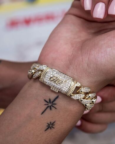 GLD Shop Prong Cuban Bracelet - Handcuff/Rounded Cross/Micro Diamond/Diamond Styles - 6MM/12MM/19MM Sizes - 6/7/8/9 Inch Lengths - Gold/White Gold - Unisex (8, 12MM Prong Gold), Small in Saudi Arabia