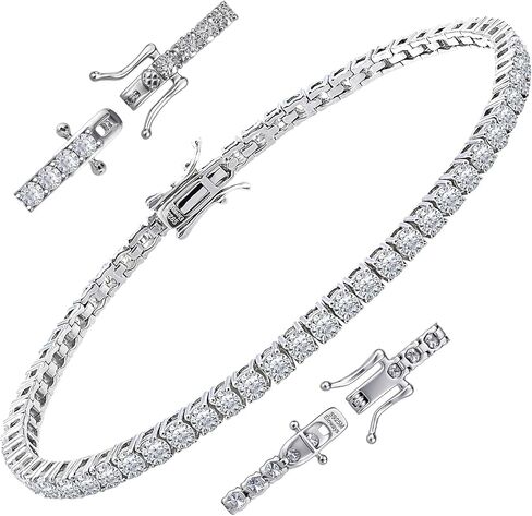 Moissanite Tennis Bracelet for Women, S925 Sterling Silver, D Color VVS1, Round Cut, 2/2.5/3/3.5MM, 7 Inch in Saudi Arabia