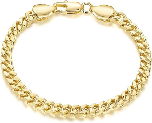 14K Gold Bracelets for Women Men Bracelet Dense Cuban Link Gold Chain Dainty Gold Bracelets Gifts for Women 6.5/7/7.5/8/9 in in Saudi Arabia
