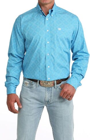 Cinch Men's Blue Long Sleeve Button Up Shirt MTW1106086 in Kuwait