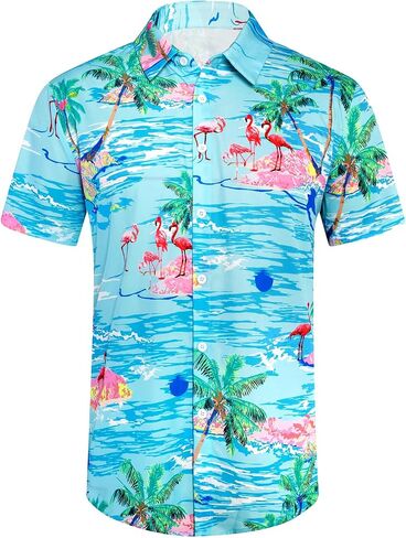 XiaoMoSha Hawaiian Shirt for Men Button Down Short Sleeve Summer Beach Shirts Wrinkle Free Funny Casual Tropical Tops S-3XL in Saudi Arabia