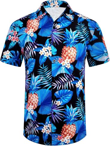 XiaoMoSha Hawaiian Shirt for Men Button Down Short Sleeve Summer Beach Shirts Wrinkle Free Funny Casual Tropical Tops S-3XL in Saudi Arabia
