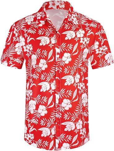 XiaoMoSha Hawaiian Shirt for Men Button Down Short Sleeve Summer Beach Shirts Wrinkle Free Funny Casual Tropical Tops S-3XL in Saudi Arabia