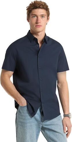 Michael Kors Men's Short Sleeve Cotton Stretch Shirt in Kuwait
