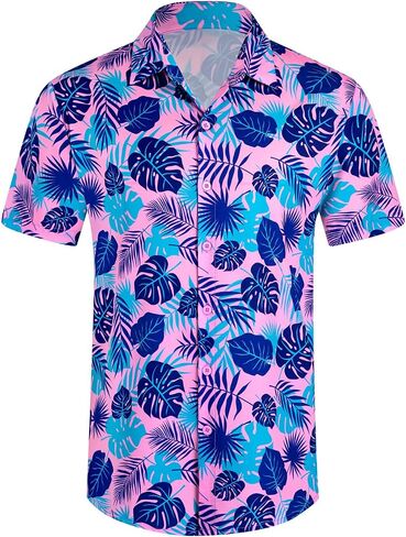 XiaoMoSha Hawaiian Shirt for Men Button Down Short Sleeve Summer Beach Shirts Wrinkle Free Funny Casual Tropical Tops S-3XL in Saudi Arabia