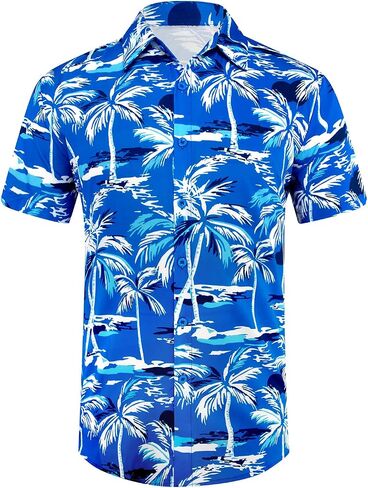 XiaoMoSha Hawaiian Shirt for Men Button Down Short Sleeve Summer Beach Shirts Wrinkle Free Funny Casual Tropical Tops S-3XL in Saudi Arabia