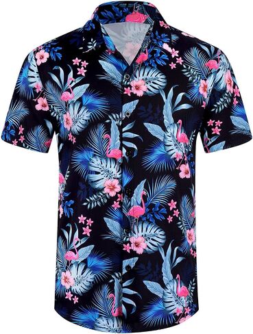 XiaoMoSha Hawaiian Shirt for Men Button Down Short Sleeve Summer Beach Shirts Wrinkle Free Funny Casual Tropical Tops S-3XL in Saudi Arabia