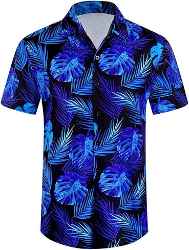 XiaoMoSha Hawaiian Shirt for Men Button Down Short Sleeve Summer Beach Shirts Wrinkle Free Funny Casual Tropical Tops S-3XL in Saudi Arabia