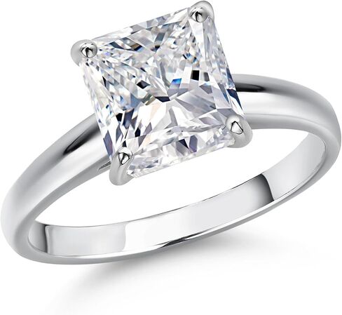 خاتم خطوبة سوليتير من الذهب عيار 14 قيراط من Gem Stone King من 1 إلى 5 قيراط من Lab Grown Diamond للنساء | معتمد من IGI | قص الاميرة | د-ه | VS1-VS2 | خاتم ذهبي لذكرى الزفاف in Kuwait