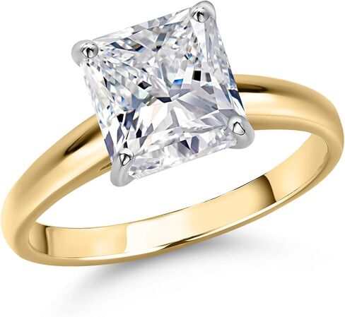 خاتم خطوبة سوليتير من الذهب عيار 14 قيراط من Gem Stone King من 1 إلى 5 قيراط من Lab Grown Diamond للنساء | معتمد من IGI | قص الاميرة | د-ه | VS1-VS2 | خاتم ذهبي لذكرى الزفاف in Kuwait