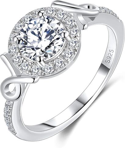 1CT Moissanite Engagement Ring for Women 925 Sterling Silver Promise Rings for Her Birthday Wedding Anniversary Valentines Jewerly For Women in Kuwait