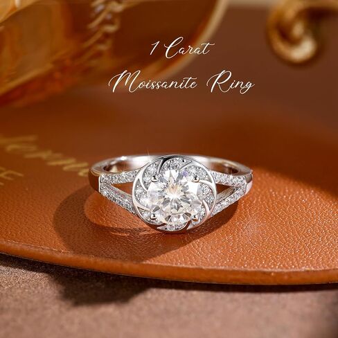 1CT Moissanite Engagement Ring for Women 925 Sterling Silver Promise Rings for Her Birthday Wedding Anniversary Valentines Jewerly For Women in Saudi Arabia