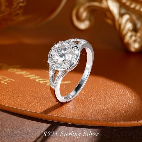 1CT Moissanite Engagement Ring for Women 925 Sterling Silver Promise Rings for Her Birthday Wedding Anniversary Valentines Jewerly For Women in Saudi Arabia