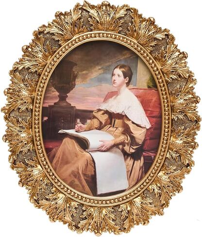 JANDERART Vintage Oval Picture Frame 8x10 Inch, Antique Ornate Photo Frames with Glass Front, Leaf Design, Tabletop & Wall Hanging, Photo Gallery, Gold in Saudi Arabia