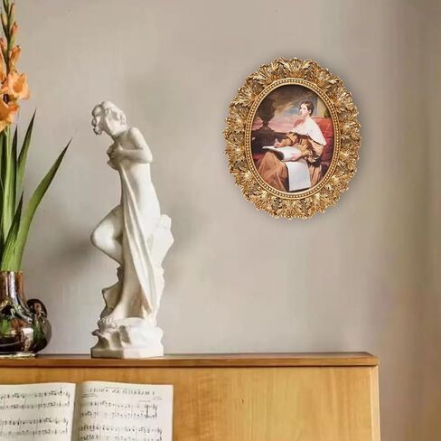JANDERART Vintage Oval Picture Frame 8x10 Inch, Antique Ornate Photo Frames with Glass Front, Leaf Design, Tabletop & Wall Hanging, Photo Gallery, Gold in Saudi Arabia