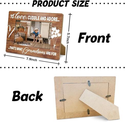 Grandson Photo Frame, Cuddle and Adore" 4x6 Inch Rustic Wooden Picture Frame, Home, Living Room, Office Table Decor, Christmas, Birthday & Holiday Gift for Grandsons, New Grandparents, New Baby in Saudi Arabia
