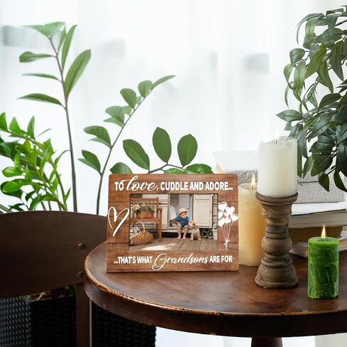 Grandson Photo Frame, Cuddle and Adore" 4x6 Inch Rustic Wooden Picture Frame, Home, Living Room, Office Table Decor, Christmas, Birthday & Holiday Gift for Grandsons, New Grandparents, New Baby in Saudi Arabia