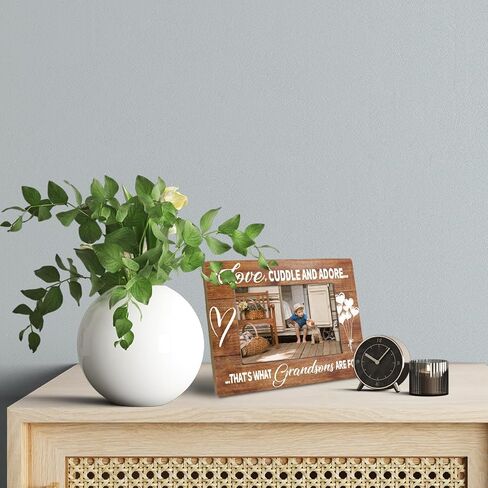 Grandson Photo Frame, Cuddle and Adore" 4x6 Inch Rustic Wooden Picture Frame, Home, Living Room, Office Table Decor, Christmas, Birthday & Holiday Gift for Grandsons, New Grandparents, New Baby in Saudi Arabia
