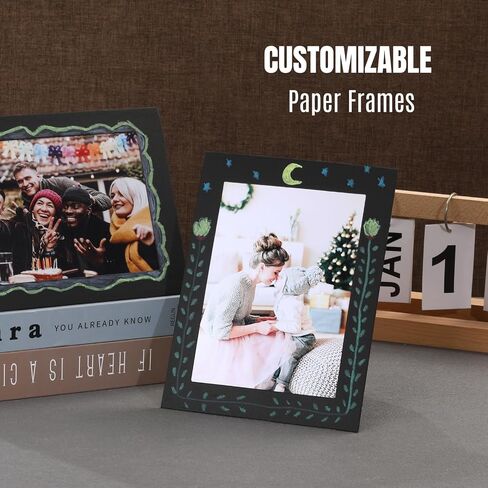 5x7 Paper Picture Frames,Cardboard DIY Photo Frames with Easel Backs,Vertically or Horizontally Display Paper Frames for Birthday Wedding Halloween Christmas Classroom Craft ( Black - 50 Pack ) in Saudi Arabia